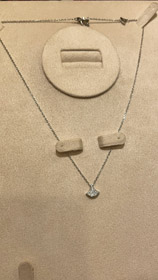 Bulgari small fan full diamond white gold necklace-3896